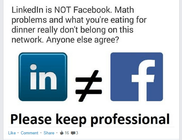 Linkedin is not Facebook